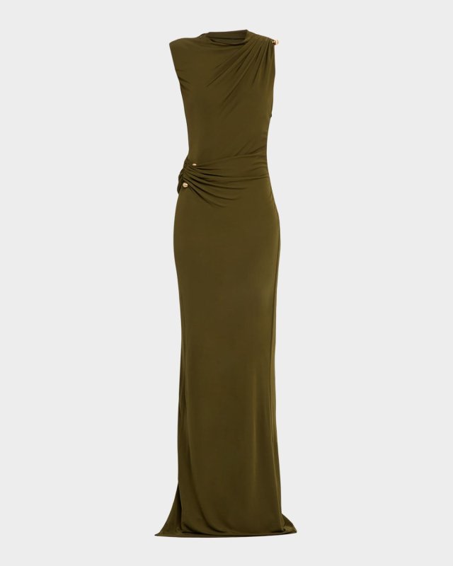 Izola Open-Back Jersey Column Gown